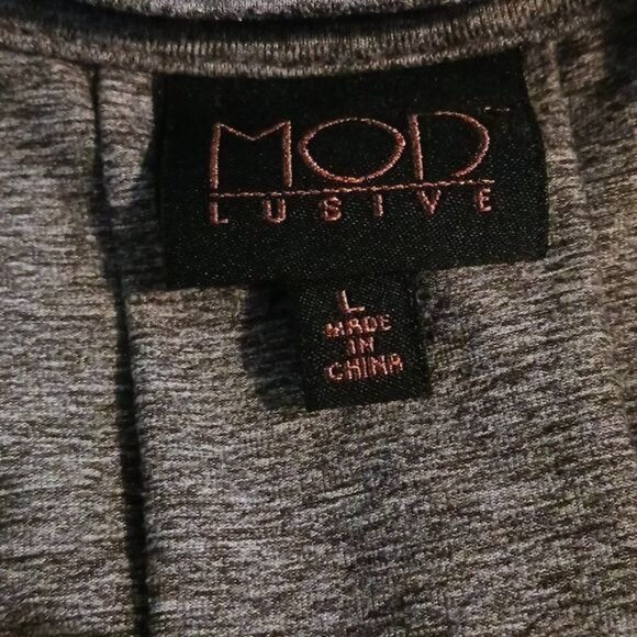 MOD Lusive Gray Crew Neck Long Sleeve Top High-Low Super Soft Tee Size L - Picture 5 of 10